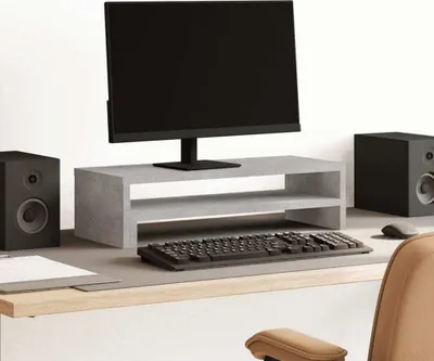 Produktbild von "WINTER SALE"Bildschirmständer/Monitorständer - Modernes Notebookständer - Betongrau 54x22x15cm Holzwerkstoff DE243963 - Computertische
