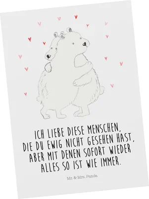 Produktbild von Mr. & Mrs. Panda Grußkarte Eisbär Umarmen - Weiß - Geschenk, Postkarte, Postkarten, Lustige Sprüche, Ansichtskarte, Ansichtskarten, Fotokarte