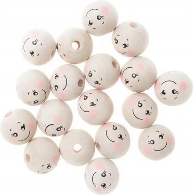 Produktbild von Holzperlen Kugeln SMILE FACES Traumfänger 2cm 40g