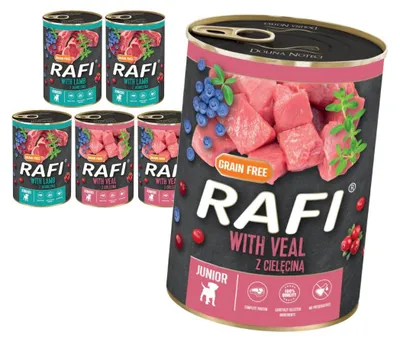Produktbild von Rafi 6x400g Getreidefreies Nassfutter für Welpen Kalbfleisch und Lammfleisch