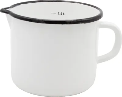 Produktbild von Milchtopf 1,5 Liter mit Ausguss und Skala, Emaille weiß