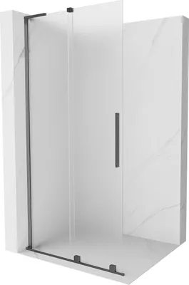 Image de Mexen Velar L paroi de douche coulissante Walk-in 120 x 200 cm, verre dépoli 8 mm, gris fusil brossé - 871-120-003-33-66