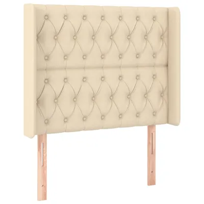 Obrázek produktu pro vidaXL Čelo postele s ušima krémové 93x16x118/128 cm Látka