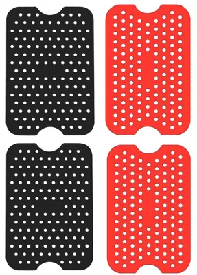 Image de Inserts pour friteuse à air chaud, lot de 4, tapis en silicone antiadhésifs pour friteuse à air chaud, réutilisables, résistants à la chaleur