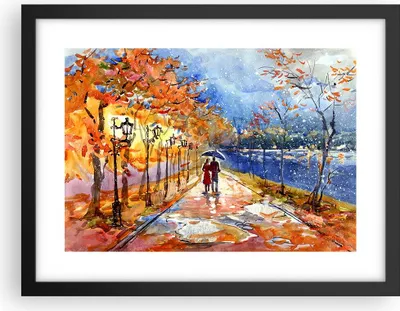 Produktbild von Gerahmtes Poster - Schwarzer Rahmen - Park Paar Baum - 40x30 cm - Wand Bild - Wanddeko - Wandbilder - Kunstposter - Wandposter - Bilderrahmen - Bilder - Kunstdruck - Wandbild - P2BAA40x30-3557