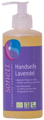 Produktbild von Sonett Handseife Lavendel 300 ml, Hände & Körper, Flüssigseife, Pumpenflasche, Lavendel, Aqua, Potassium Olivate*, Potassium Cocoate*, Coco Glucoside, Lauryl Glucoside, Alcohol denat.,..., Milde und pflegende Seife für Hände, Gesicht und den ganzen Körper. Zum Händewaschen in...