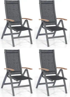 Produktbild von Sonnenpartner Florida 4x Klappsessel Klappstuhl Alu anthrazit/Textilen schwarz