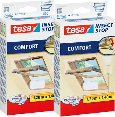 Obrázok produktu pre Sieť proti hmyzu TESA na strešné okná, biela sieť proti hmyzu, 1,2 x 1,4 m x2