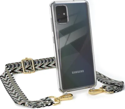 Produktbild von EAZY CASE Handykette - Verstellbarer Trageriemen kompatibel mit Samsung Galaxy A51, Handykordel mit transparenter Silikon-Hülle, Band in Grün