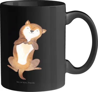 Produktbild von Mr. & Mrs. Panda Tasse Hund Streicheln - Schwarz - Geschenk, Sprüche, Kaffeepott, Becher, Wauwau, Kaffeetasse, Kaffeebecher, Teetasse, Bauch, Hunde, Süß