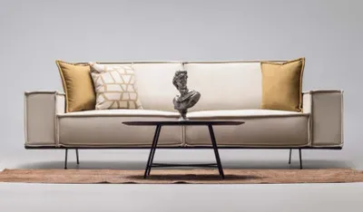 Produktbild von Dreisitzer Sofa 3 Sitzer Stoffsofa Polstersofa Beige Couch Moderne