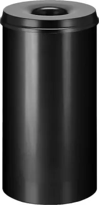 Produktbild von Selbstlöschender Papierkorb & Abfallsammler aus Metall | 50 Liter, HxØ 63x33,5cm | Schwarz