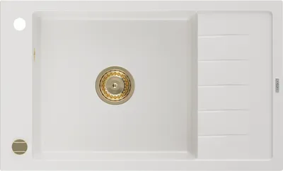Produktbild von Mexen Elias Granitspüle mit einem Becken und einer Abtropffläche 795 x 480 mm, Weiß, Siphon Gold - 6511791005-20-G