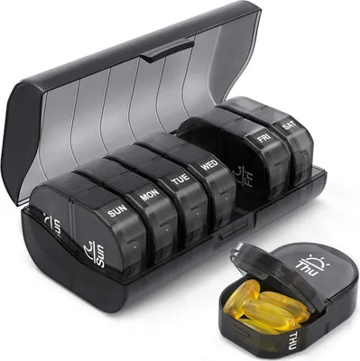 Obrázek produktu pro Pill Box Pill Box 7 dní 2 přihrádky, Pill Box Medicine Box Handy a vlhku odolný box na léky
