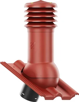Produktbild von KRONO-PLAST Entlüfterkamin HIVENT für Betondachziegel Brass Frankfurter, Benders Mecklenburger, ProDach - Doppelrömer Dachziegel Dachlüfter (Rot)