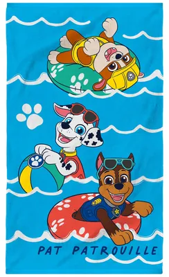 Zdjęcie produktu dla OMYDREAM Ręcznik kąpielowy i plażowy Paw Patrol dla dzieci | 100% bawełna | Oeko-TEX | 70 x 120 cm | Nadruk dla chłopców | niebieski