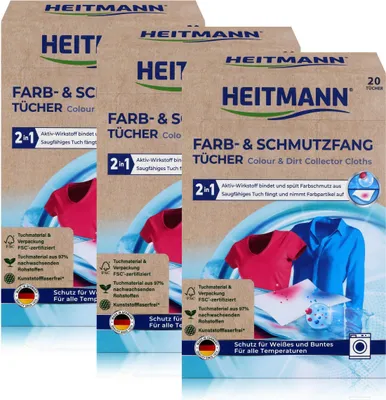 Produktbild von Heitmann Farb- und Schmutzfangtücher - Zweifach aktiver Wäscheschutz (3er Pack)