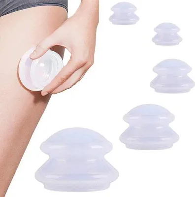 Produktbild von Massage-Set für den ganzen Körper mit Cupping, 4 Stück (L-XS), Weiß