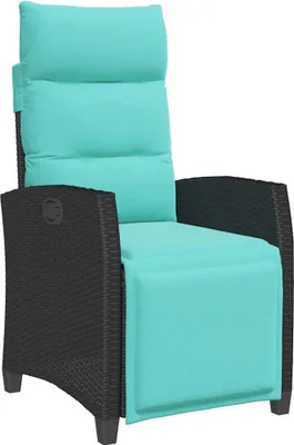Immagine prodotto di vidaXL Poltrona da giardino con tavolino regolabile in Poly Rattan nero