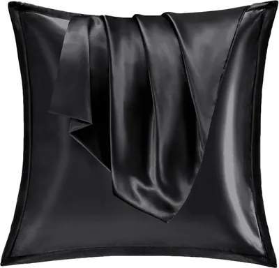 Produktbild von Satin Kissenbezug 80x80 2er Set Schwarz mit Reißverschluss