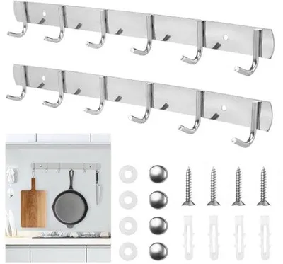 Produktbild von Ruhestahl für Küche, 2 Stück, Haken für Kleidung, Edelstahl-Haken für Küche, Wohnzimmer, Badezimmer