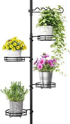 Image de Étagère télescopique pour fleurs, avec 4 supports pour plantes et 1 support pour les tiges