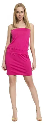 Produktbild von Damen Kleid Tunika Minikleid Bandeau Trägerlos Rückenfrei; Pink/M