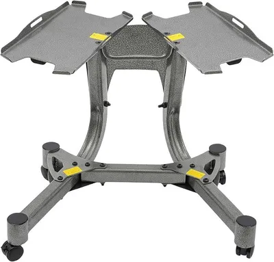 Produktbild von Hantelständer Verstellbar bis 100kg Tragkraft, mit 4 Rollen und 2 Ablagen für Langhanteln und Kurzhanteln, Fitness Equipment für Home Gym und Studio