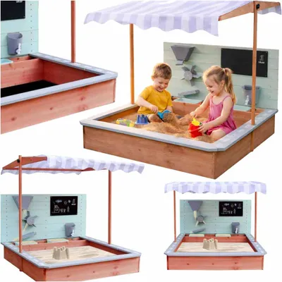 Produktbild von Kinder Sandkasten Holz LULILO Sablo 120 cm mit 360° Drehdach