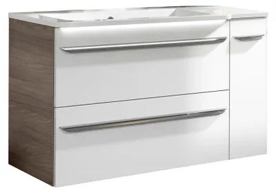 Produktbild von Fackelmann LUXOR Badmöbel Set 3-teilig 100 cm, Braun/Weiß + Unterschrank links