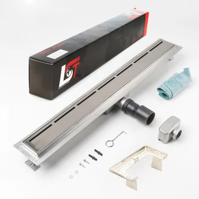 Produktbild von Duschrinne Linien 700x70mm Ablaufrinne Duschrost mit Edelstahl Siphon Haarsieb