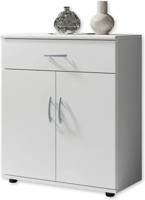Productafbeelding van Famanu commode met lade en veel opbergruimte - wit - 60 x 70 x 30 cm (breedte x hoogte x diepte)