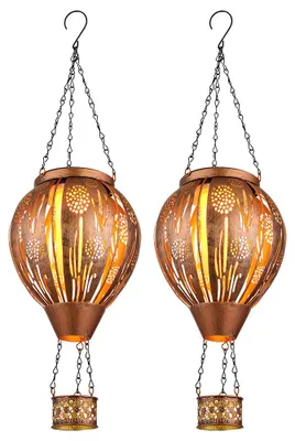 Produktbild von 2er Set LED Solarleuchte, Heißluftballon, Feuereffekt, H 46 cm