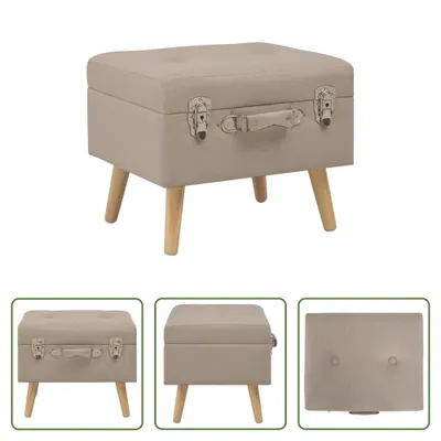 Image de The Living Store Tabouret avec espace de rangement 40 cm Beige Tissu