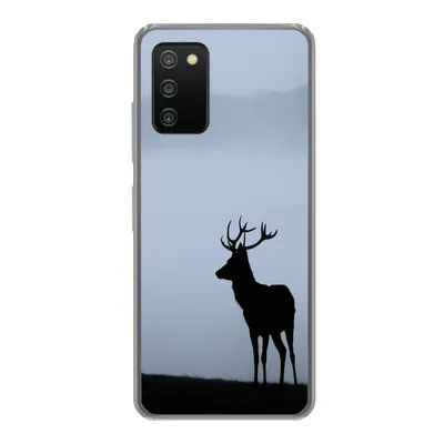 Produktbild von MuchoWow® Handyhülle Schutzhülle Hülle für Samsung Galaxy A03s Hirsch - Nebel - Silhouette Silikon Softcase Handy Hülle - Schutz