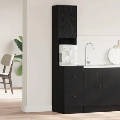 Produktbild von PUEAZU Küchenbuffet mit Regal Schwarz Eichen-Optik 32 x 50 x 180 cm - Küchenschränke &31081