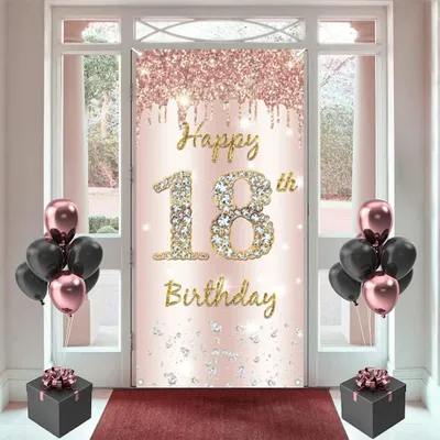 Produktbild von Geburtstagsbanner "Happy 18th Birthday" in Roségold für Dekorationen