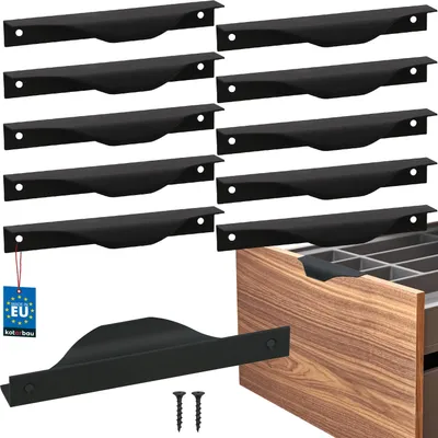 Produktbild von KOTARBAU® 10er Set Möbelgriff Möbelgriffe Schrankgriffe 128 / 148 mm ZnAl Küchengriffe Schwarz Griffe Möbel Türgriff Profilgriff Türgriffe Küche Schubladengriffe Griffe für Küchenschränke Modern