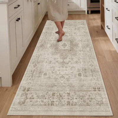 Zdjęcie produktu dla Dywan vintage w kolorze brązowym, 80 x 150 cm, antypoślizgowy, do salonu