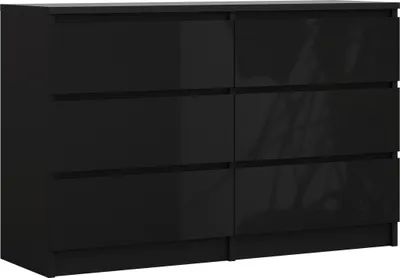 Produktbild von Komoda 6 zásuviek, farba: matná čierna / lesklá čierna, 120 x 78 x 39 cm