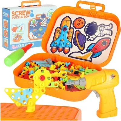 Image de Playos® - Jouets de construction en mallette - Espace - Orange - 285 pièces - avec perceuse - tournevis Jouets - Educatifs