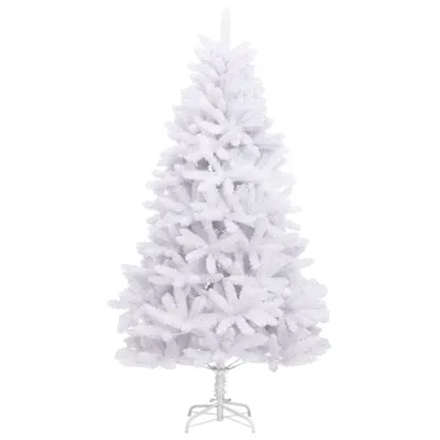 Image de vidaXL Sapin de Noël artificiel pliable avec support blanc 210 cm