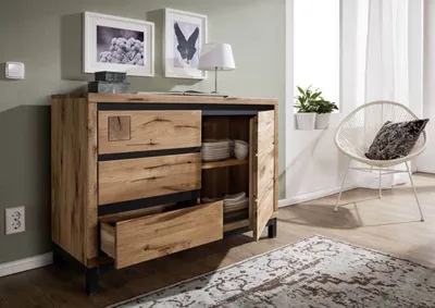 Produktbild von MASSIVMOEBEL24 Sideboard Wildeiche 120x45x85 natur geölt VILLANDERS #110