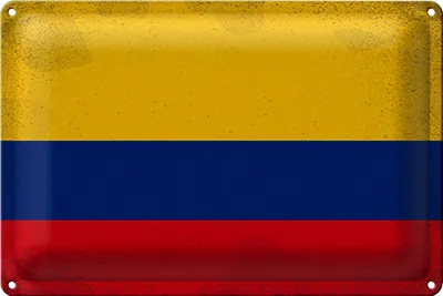Produktbild von Blechschild Flagge Kolumbien 18x12cm Flag Colombia Vintage
