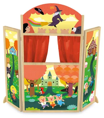 Image de Le theatre des contes - vilac - 4624 - theatre en bois marionnettes