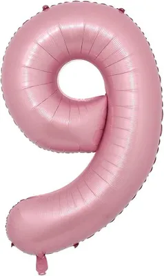 Obrázok produktu pre VEĽKÝ BALÓN, 40 cm, ČÍSLO "9", RÓZOVÝ, NA NARODENINY