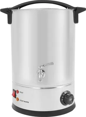 Produktbild von Wachsschmelztopf - Paraffinerhitzer - 12 L - 1800 W - Doppelwandiger Edelstahl - Thermostat 30–110 °C - Trockenbrandschutz - Auslaufhahn - Silber