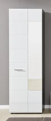 Produktbild von Garderobenschrank Line | Hochglanz weiß / rauchsilber