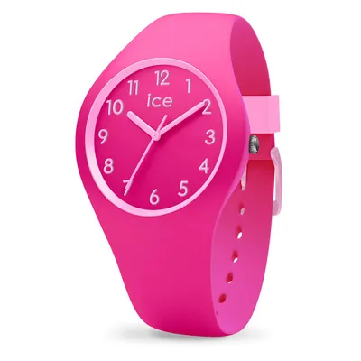 A pink Ice-Watch for kids is shown against a white background.