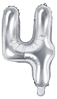 Produktbild von Folienballon Zahl "4" 35cm silber Metall 1 Stk.